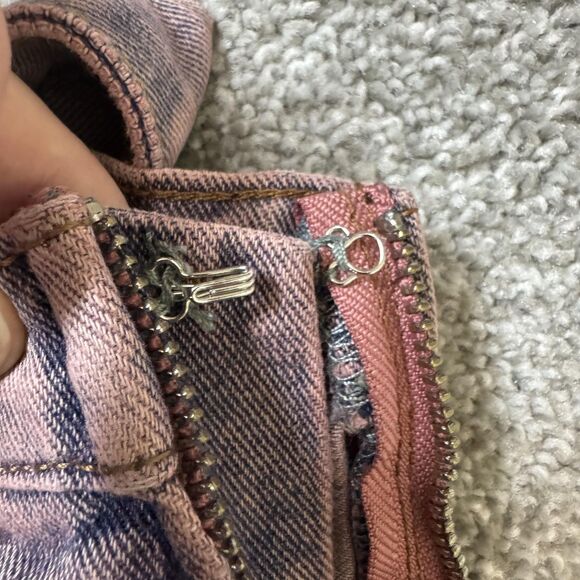 Fashion Nova Skirt Womens XL Pink Denim Pleated Mini Belted Raw Hem Micro Grunge - Picture 5 of 11